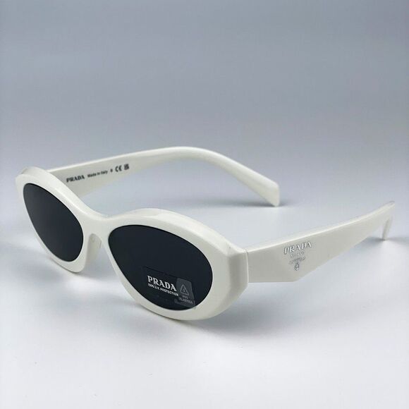 NEW Prada PR26ZS 17K08Z Talc White Dark Grey Oval Women Sunglasses - Picture 8 of 11